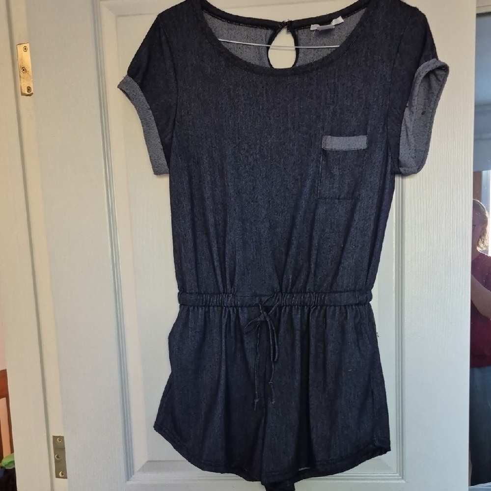 Dark Blue Short Sleeve Romper